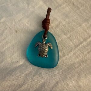 5 for $25!! Genuine Blue Sea Glass and Turtle Pendant